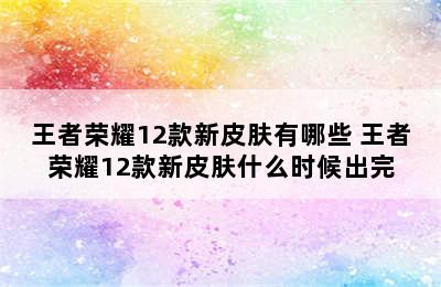 王者荣耀12款新皮肤有哪些 王者荣耀12款新皮肤什么时候出完